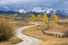 USA-Colorado-Uncompahgre National Forest Landscape with county road and San Juan Mountains Art Print